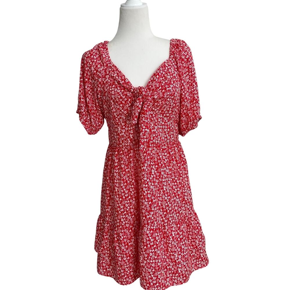 LC Lauren Conrad Red Floral Dress Size L NWT Cottagecore Y2K Coquette
